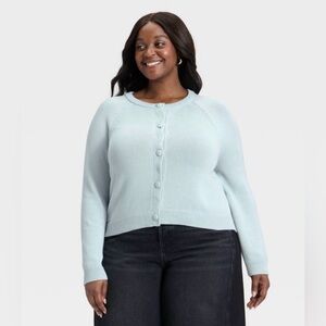 NWT Universal Thread Women's Soft Blue Button-down Cardigan 100% Cotton SZ 1X